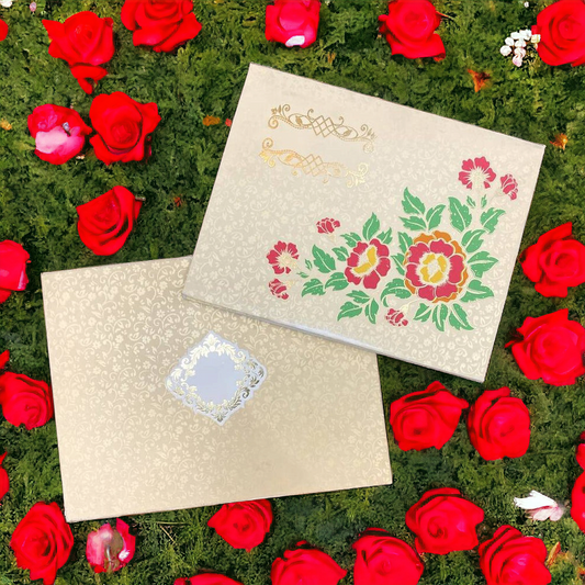 KL0213 Floral Rose Design Thick Wedding Card-Kalash Cards