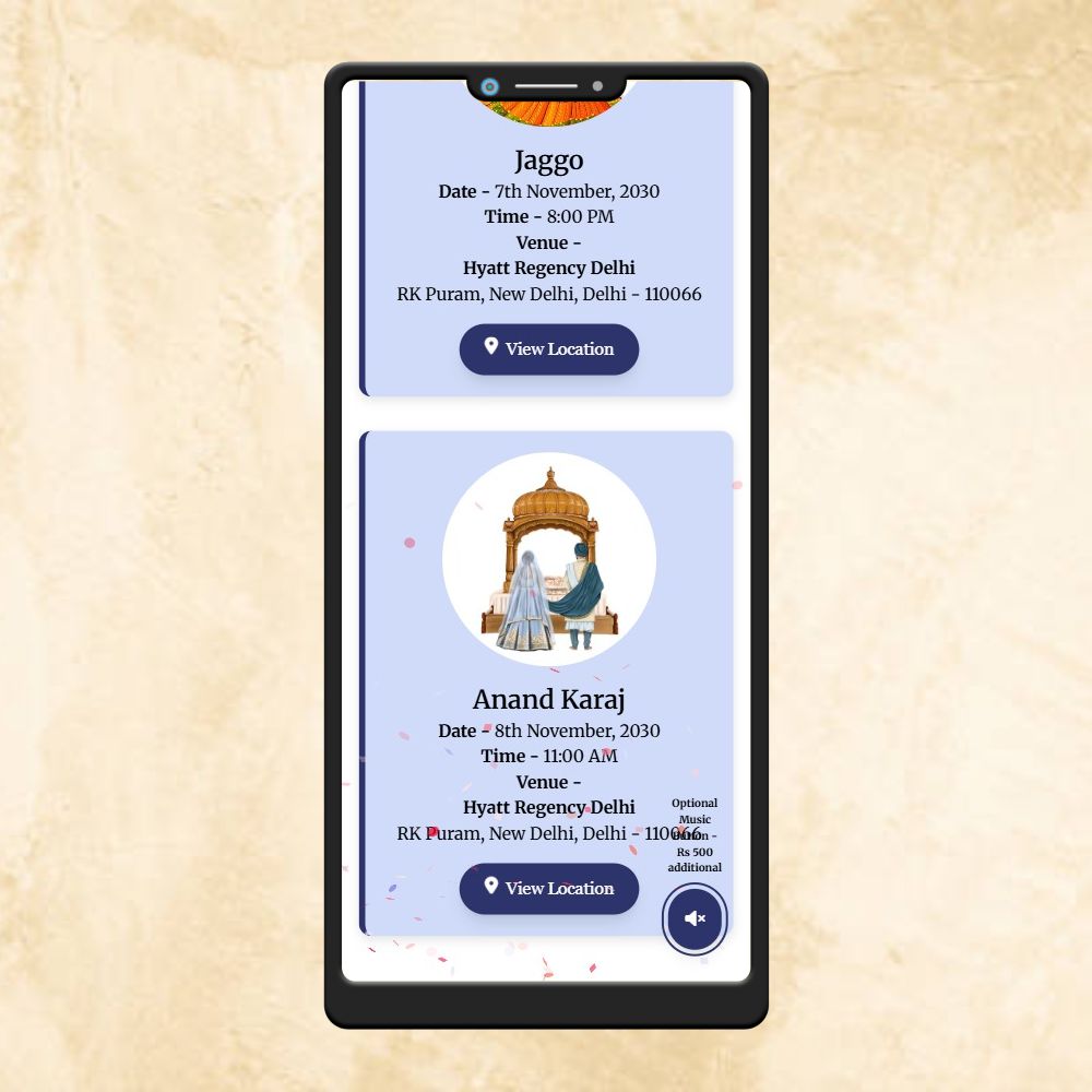 KL3 Punjabu Wedding Website with Countdown, Couple Photo, Program Details, Venue Map & More-Kalash Cards