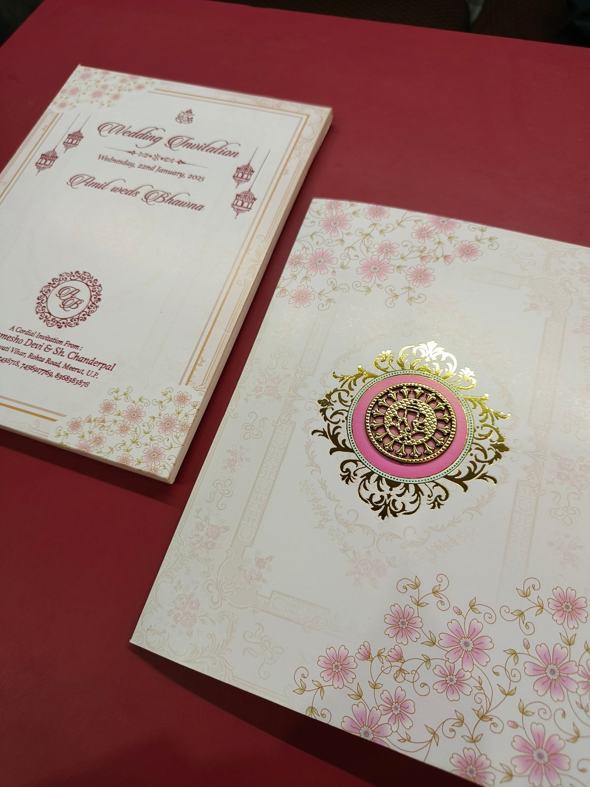 KLB676 Floral Design Semi Box Paper Wedding Card-Kalash Cards