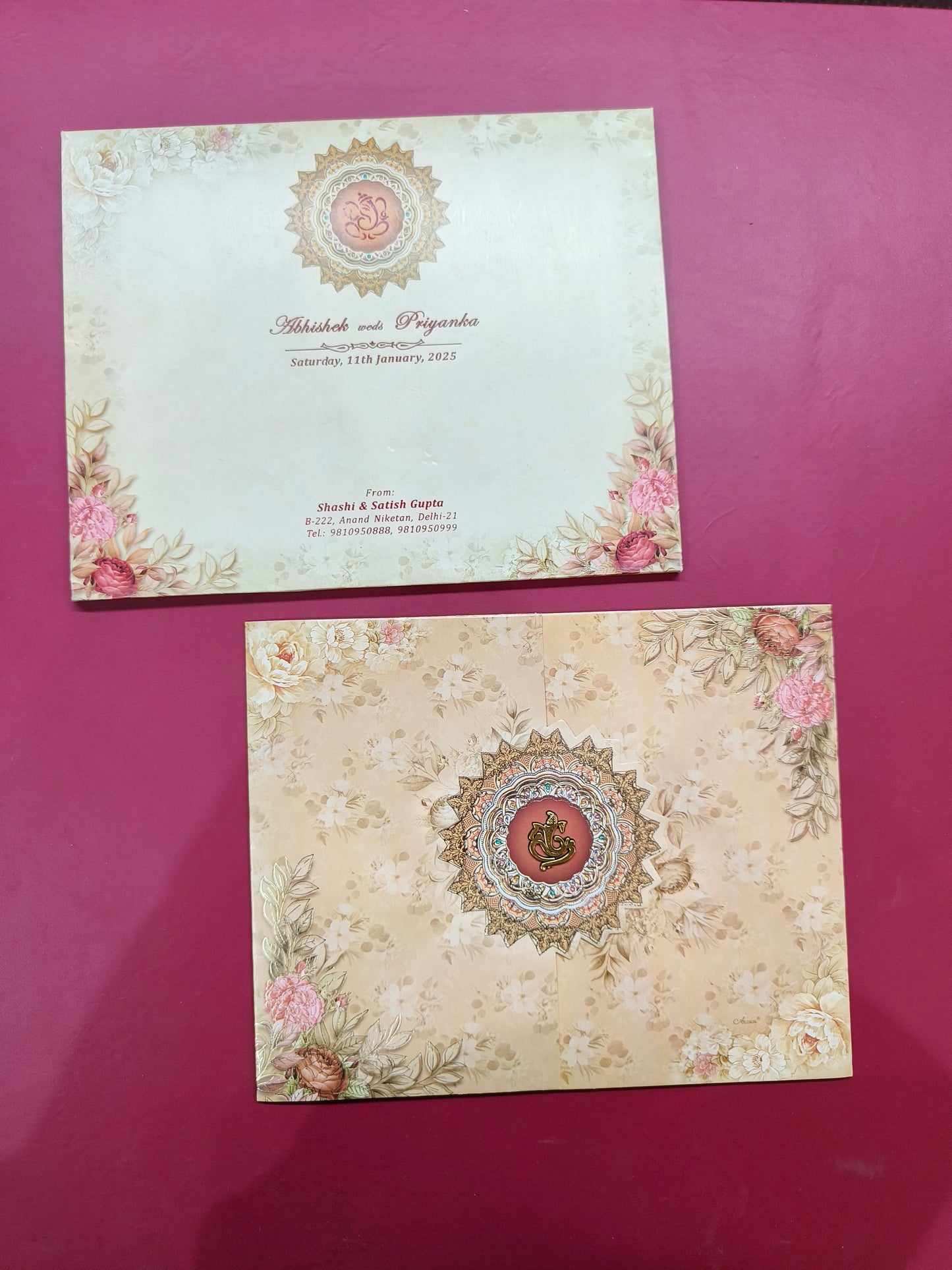 KLB679 Floral Design Door Style Semi Box Paper Wedding Card-Kalash Cards