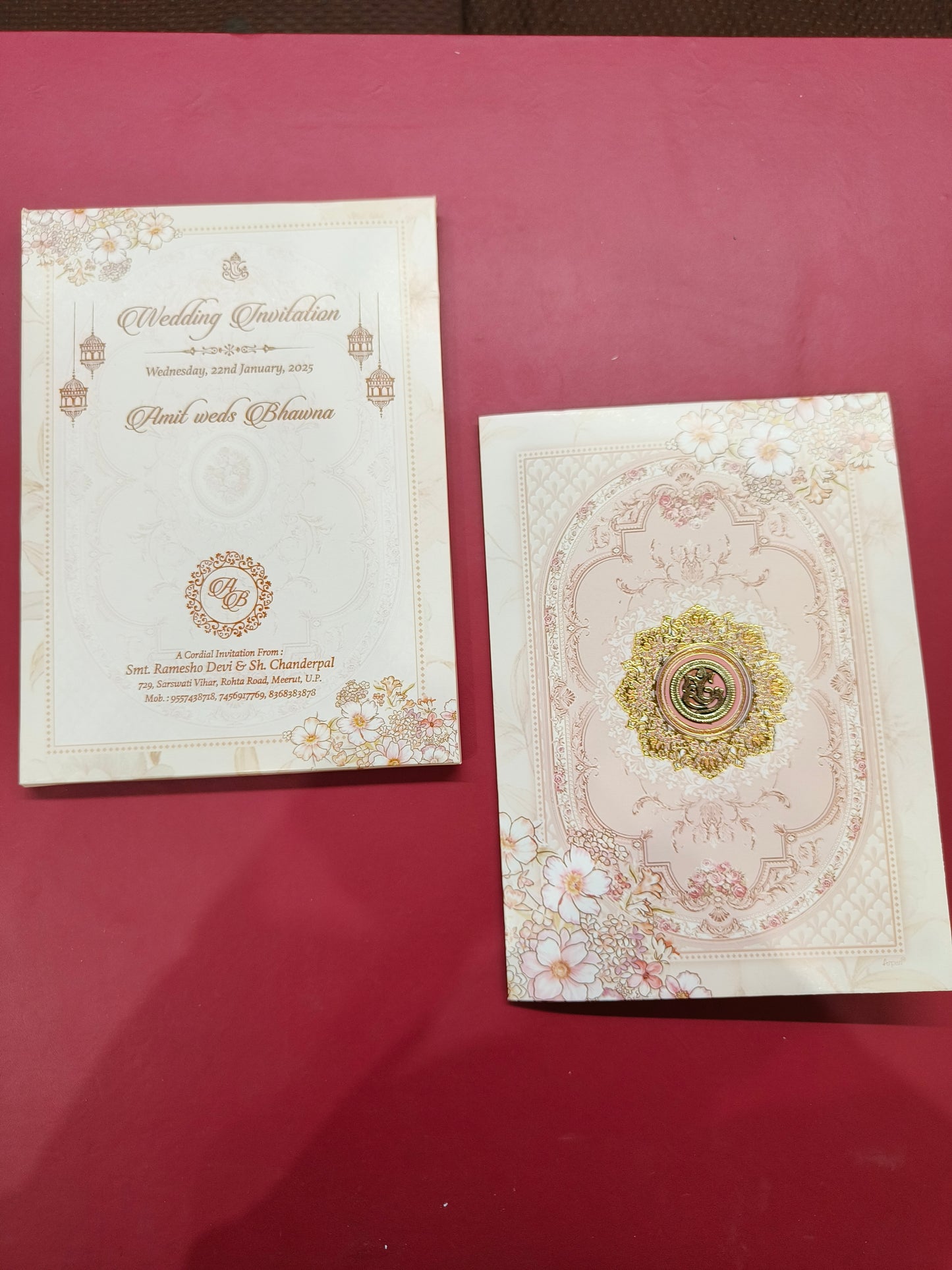 KLB680 Floral Design Semi Box Paper Wedding Card-Kalash Cards