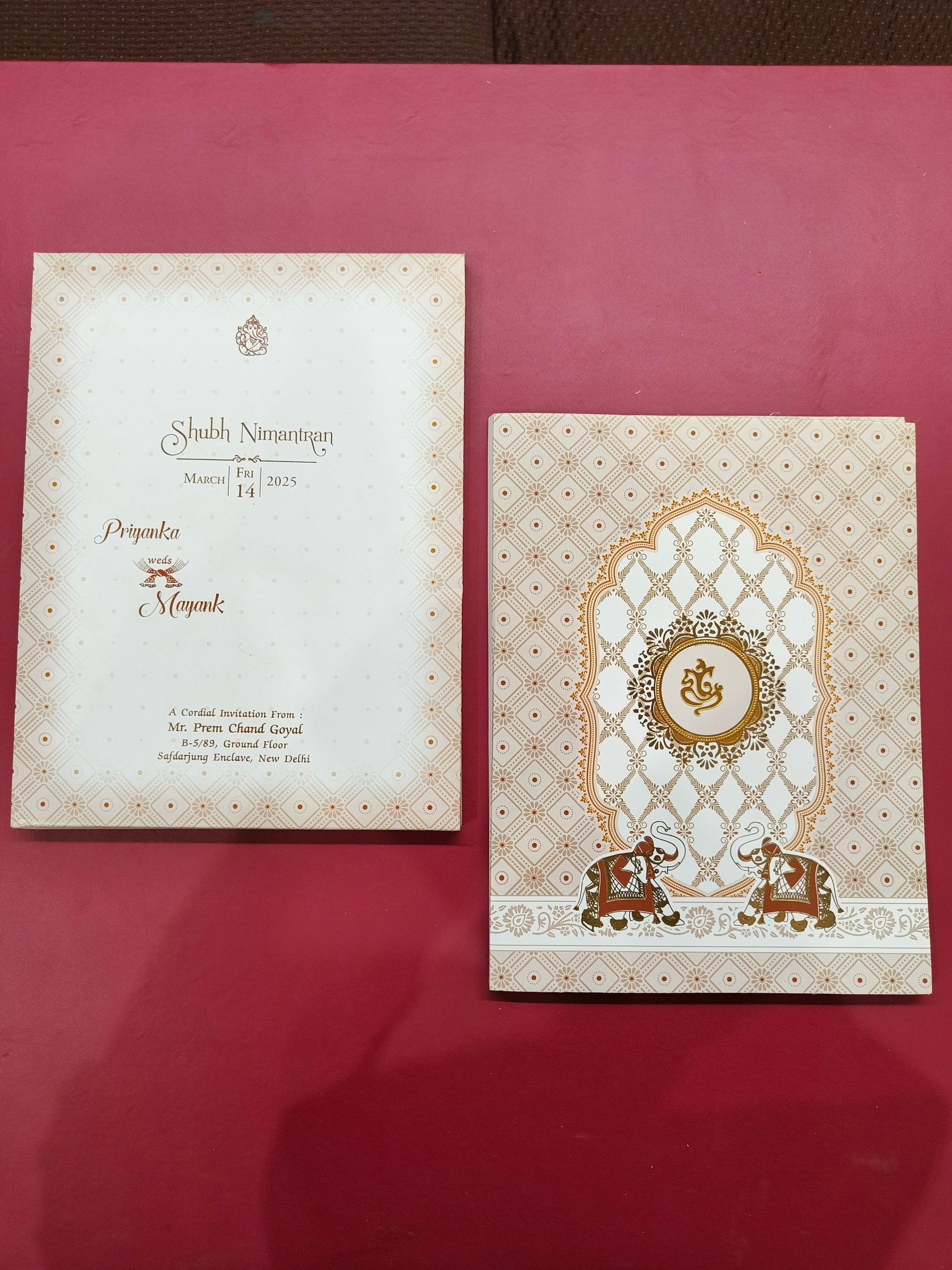 KLB684 Traditional Indian Elephant Design Semi Box Paper Wedding Card-Kalash Cards