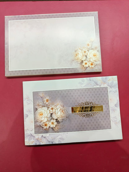 KLB689 Floral Design Semi Box Paper Wedding Card with Couple Name Acrylic Mirror-Kalash Cards