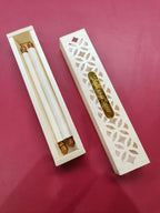 KL34 Premium Satin Fabric Scroll Wedding Card with Laser Cut Box and Couple Name Mirror-Kalash Cards