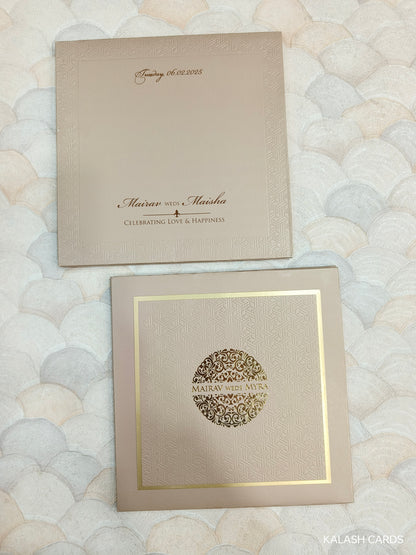 KLB723 Geometric Pattern Embossed Design Harbound Padding Thick Wedding Card-Kalash Cards