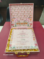 KL9007 Floral Design Luxury Gift Box with 2 Printed Page Cards (4 Jars)-Kalash Cards