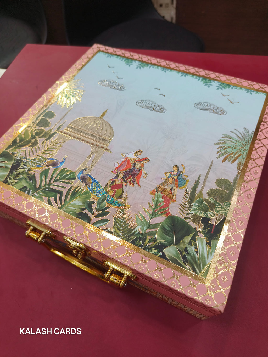 KL9011 Traditional Design Luxury Gift Box with 2 Printed Page Cards (4 Jars)-Kalash Cards