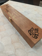 KL27 Velvet Fabric Scroll Wedding Card With Laser Cut Wooden Box and Designer Plastic Holder-Kalash Cards