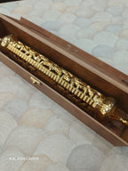 KL27 Velvet Fabric Scroll Wedding Card With Laser Cut Wooden Box and Designer Plastic Holder-Kalash Cards