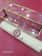 KL30 Royal Elephant Design Premium Gold Foil Paper Scroll Wedding Card with Luxury Transparent Glass Metal Box-Kalash Cards