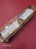 KL32 Floral Border Design Premium Gold Foil Paper Scroll Wedding Card with Luxury Transparent Glass Metal Box-Kalash Cards