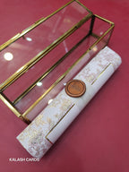 KL32 Floral Border Design Premium Gold Foil Paper Scroll Wedding Card with Luxury Transparent Glass Metal Box-Kalash Cards