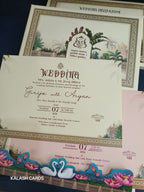 KLB560 Royal Peacock Theme Hardboard Padding Thick Wedding Card (2 Page)-Kalash Cards