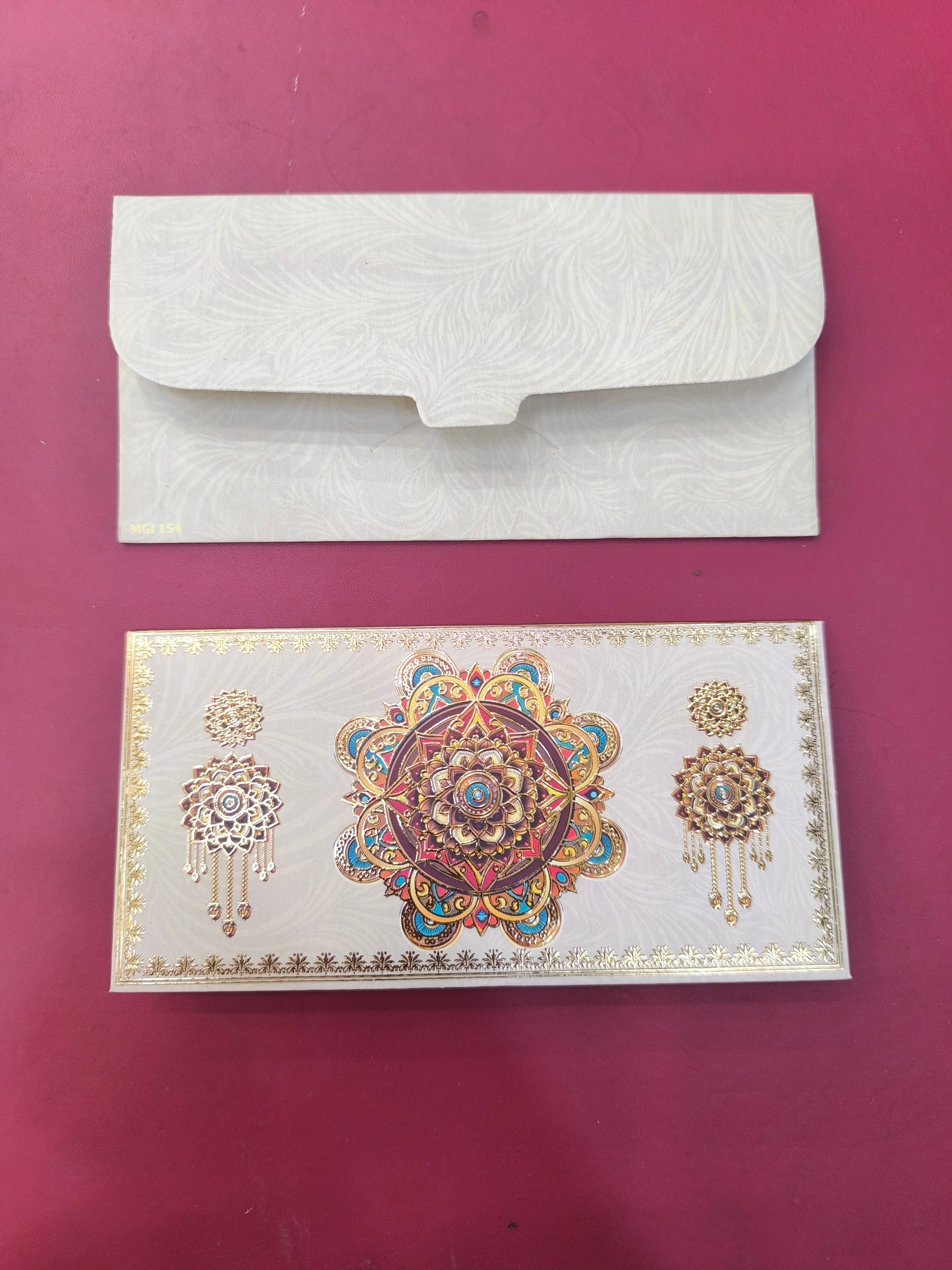 KL75 Premium Gold Foil Designer Shagun Money Envelopes (Pack of 50)-Kalash Cards