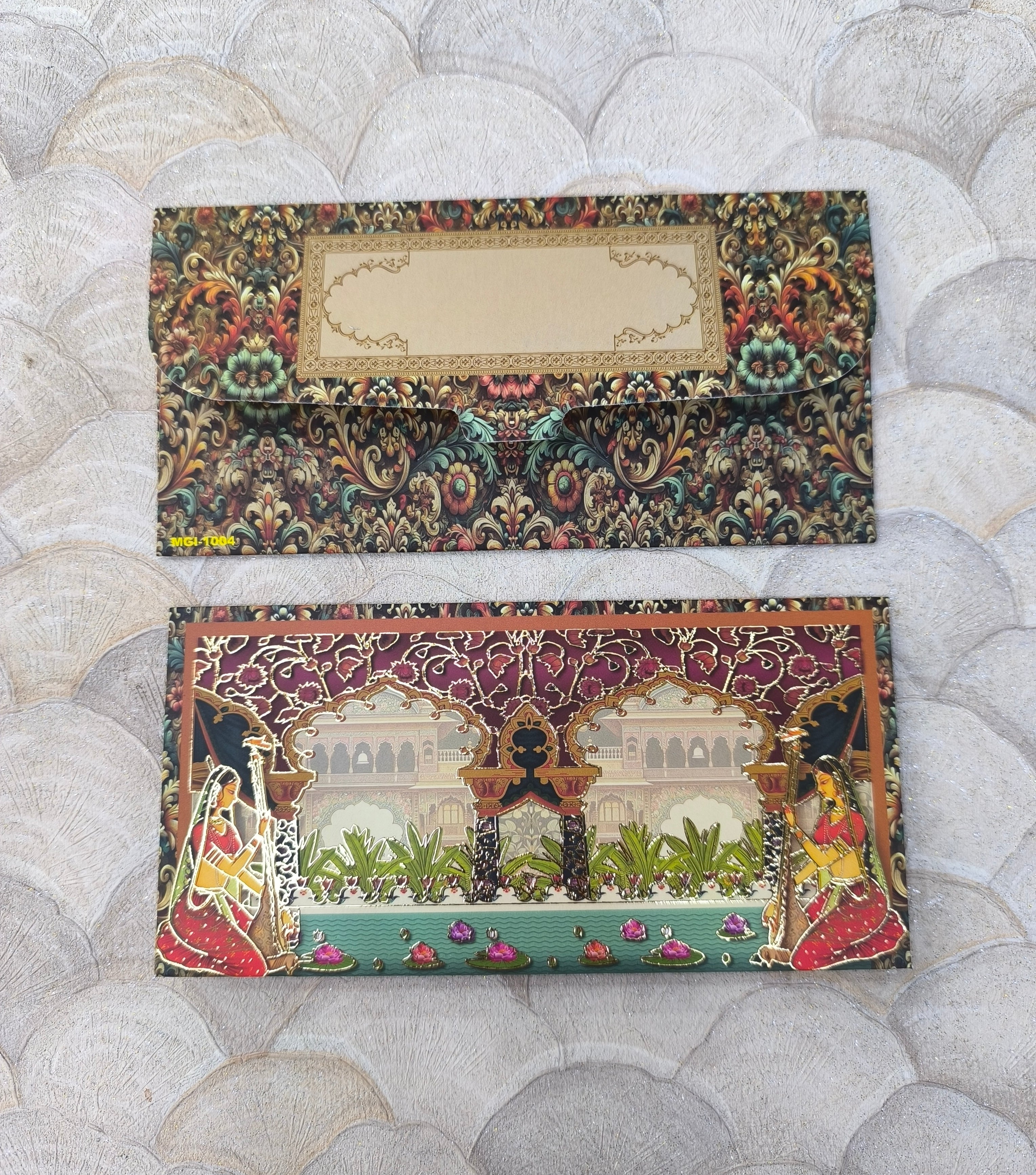 KL97 Premium Gold Foil Designer Shagun Money Envelopes (Pack of 50)-Kalash Cards