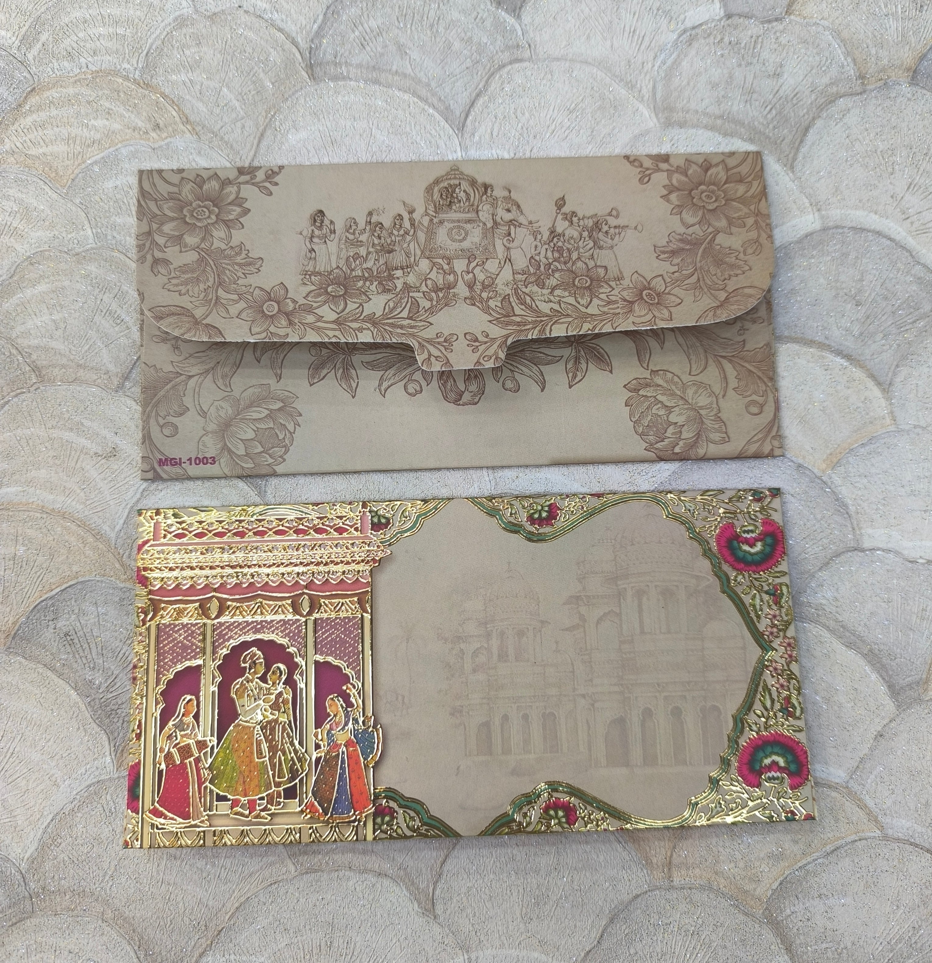 KL92 Premium Gold Foil Designer Shagun Money Envelopes (Pack of 50)-Kalash Cards
