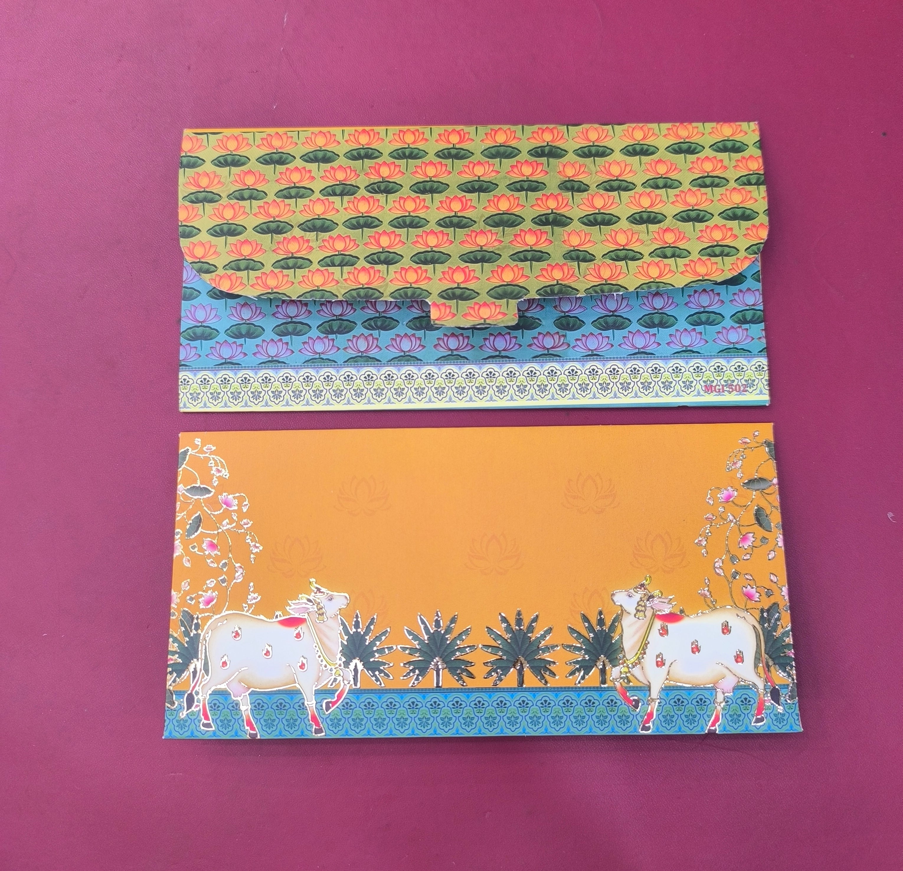 KL100 Premium Gold Foil Designer Shagun Money Envelopes (Pack of 50)-Kalash Cards