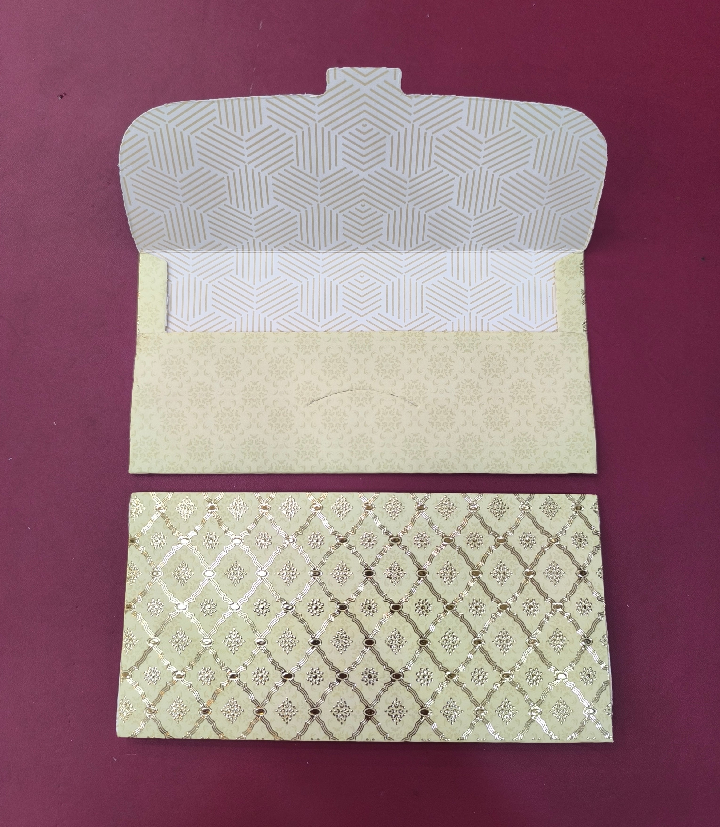 KL80 Premium Gold Foil Designer Shagun Money Envelopes (Pack of 50)-Kalash Cards