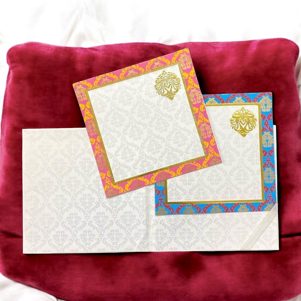 KL01001S1 Elegant Traditional Design Hardbound Padding Thick Wedding Card with 2 Inserts and Envelope - Kalash Cards
