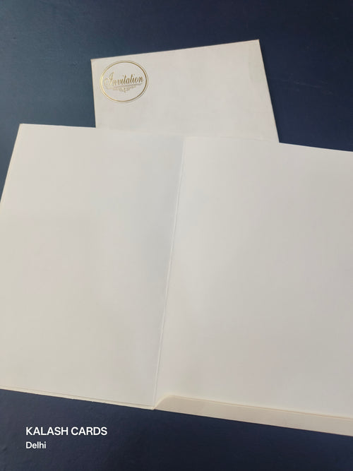 KL0108 Invitation Frame Design Embossed Paper Wedding Card with 2 Inserts and Envelope-Kalash Cards