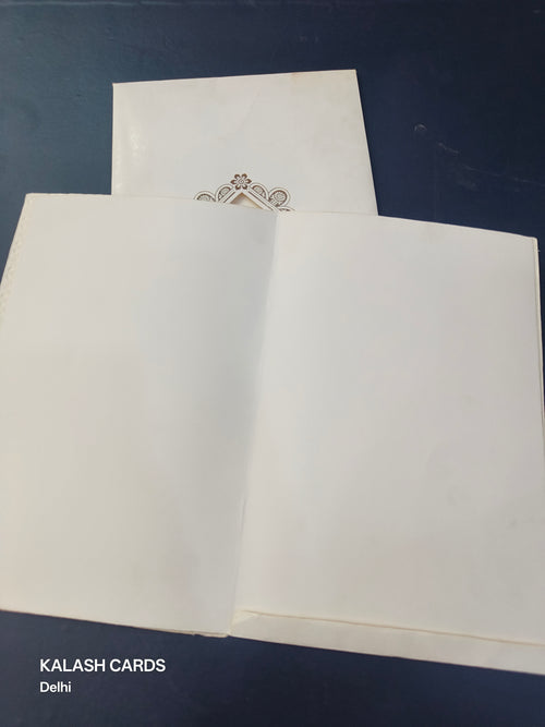 KL0119 Embossed Paper Wedding Card with 2 Inserts and Envelope-Kalash Cards