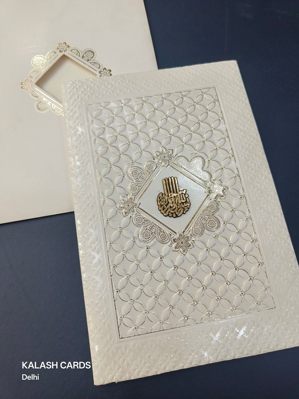 KL0119 Embossed Paper Wedding Card with 2 Inserts and Envelope-Kalash Cards