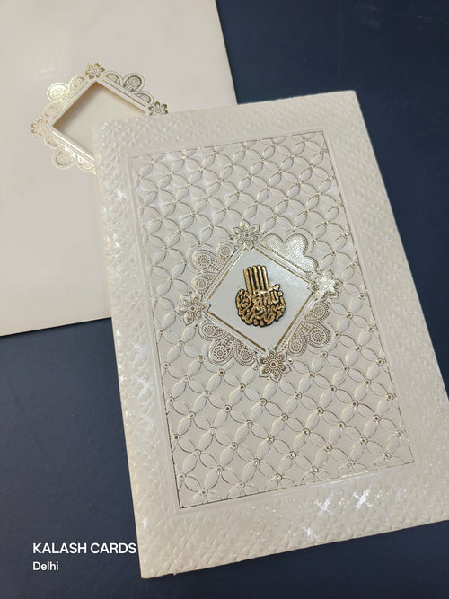 KL0119 Embossed Paper Wedding Card with 2 Inserts and Envelope-Kalash Cards