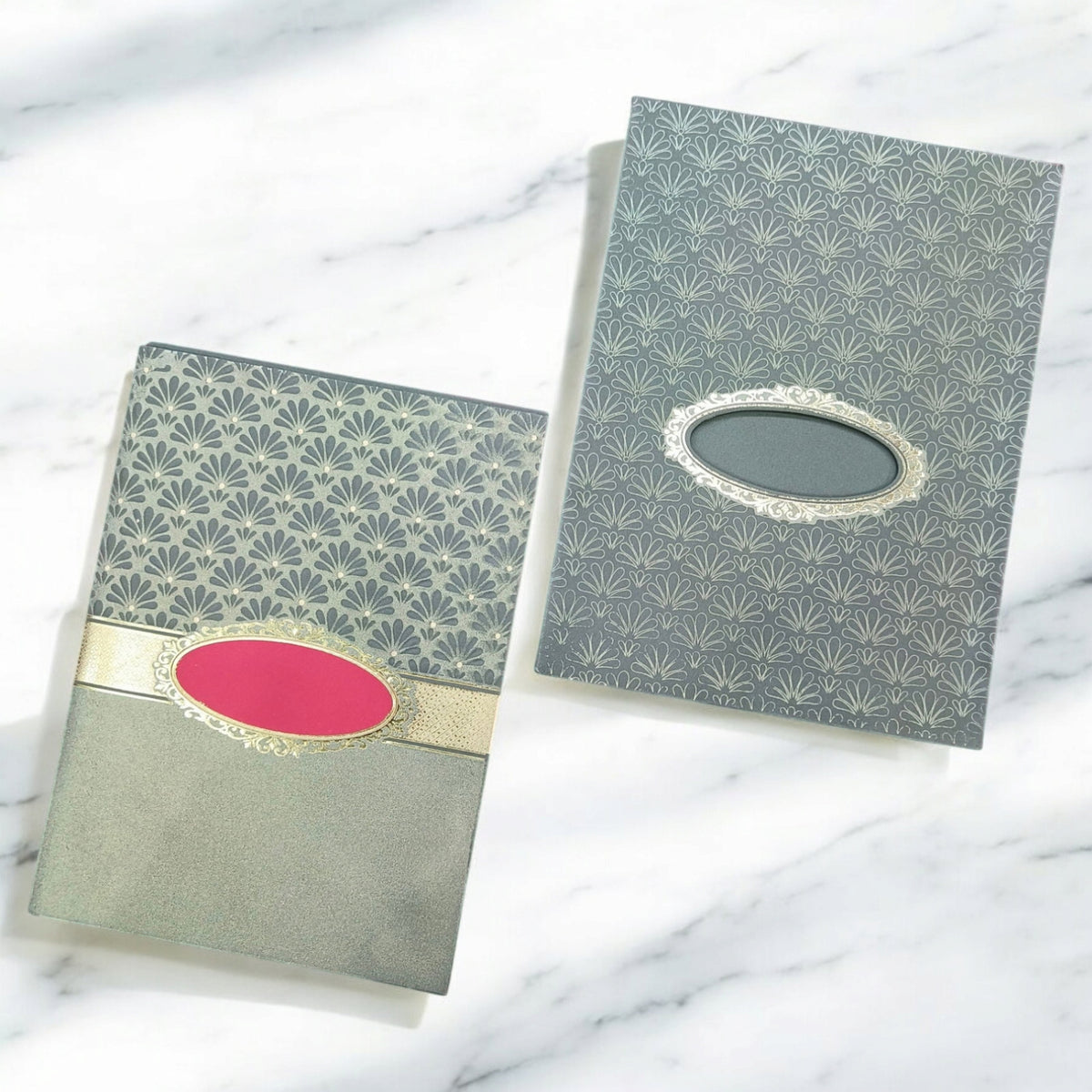 KL0150 Floral Design Semi Box Embossed Paper Wedding Card with 2 Inserts and Envelope-Kalash Cards