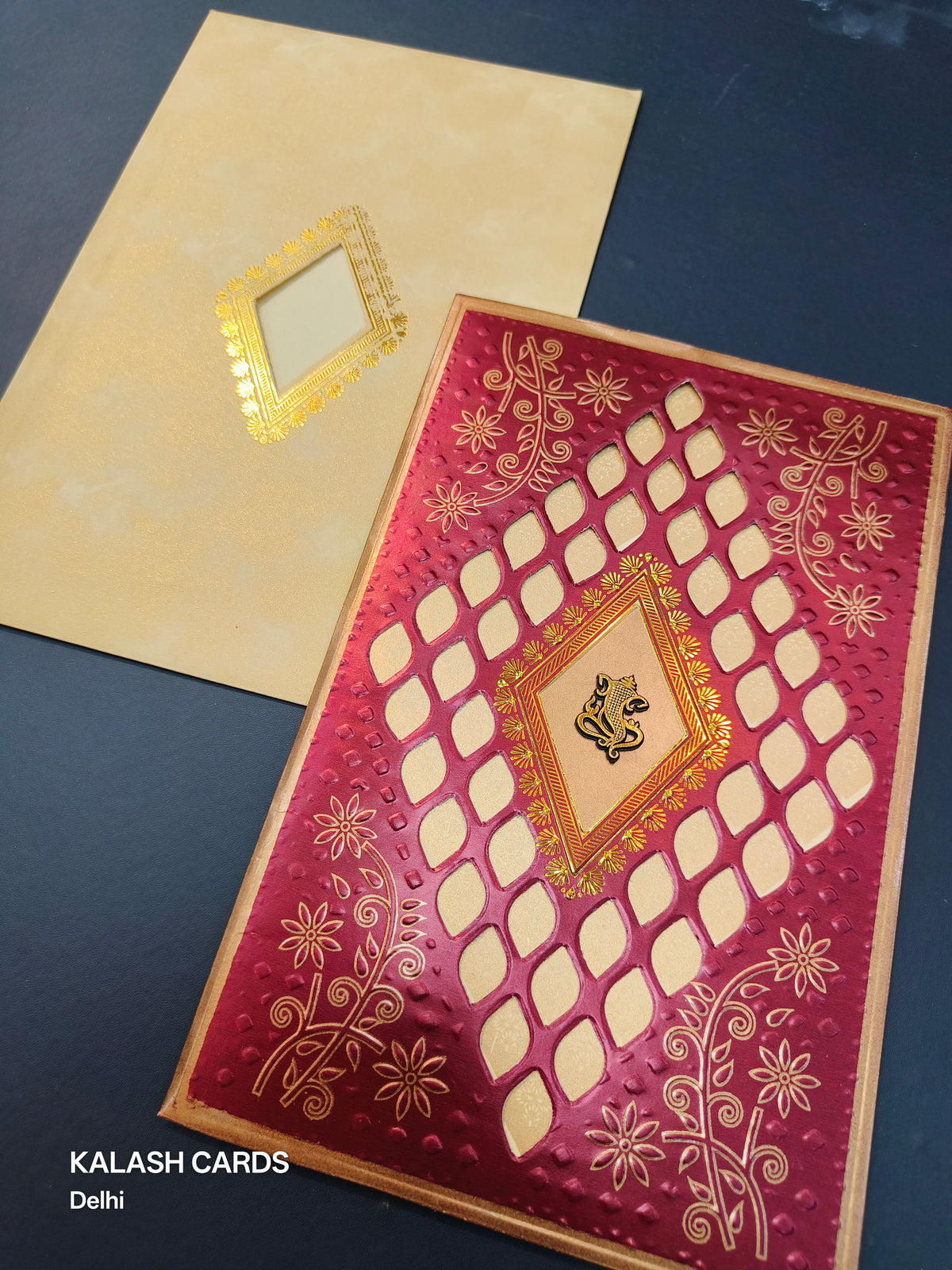 KL0232 Traditional Design Laser Cut Paper Wedding Card (2 Page)-Kalash Cards