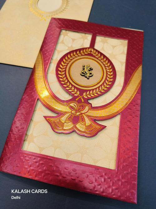 KL0234 Gathbandhan Design Laser Cut Paper Wedding Card (2 Page)-Kalash Cards