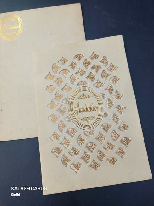 KL0239 Laser Cut Paper Wedding Card with 2 Inserts and Envelope-Kalash Cards