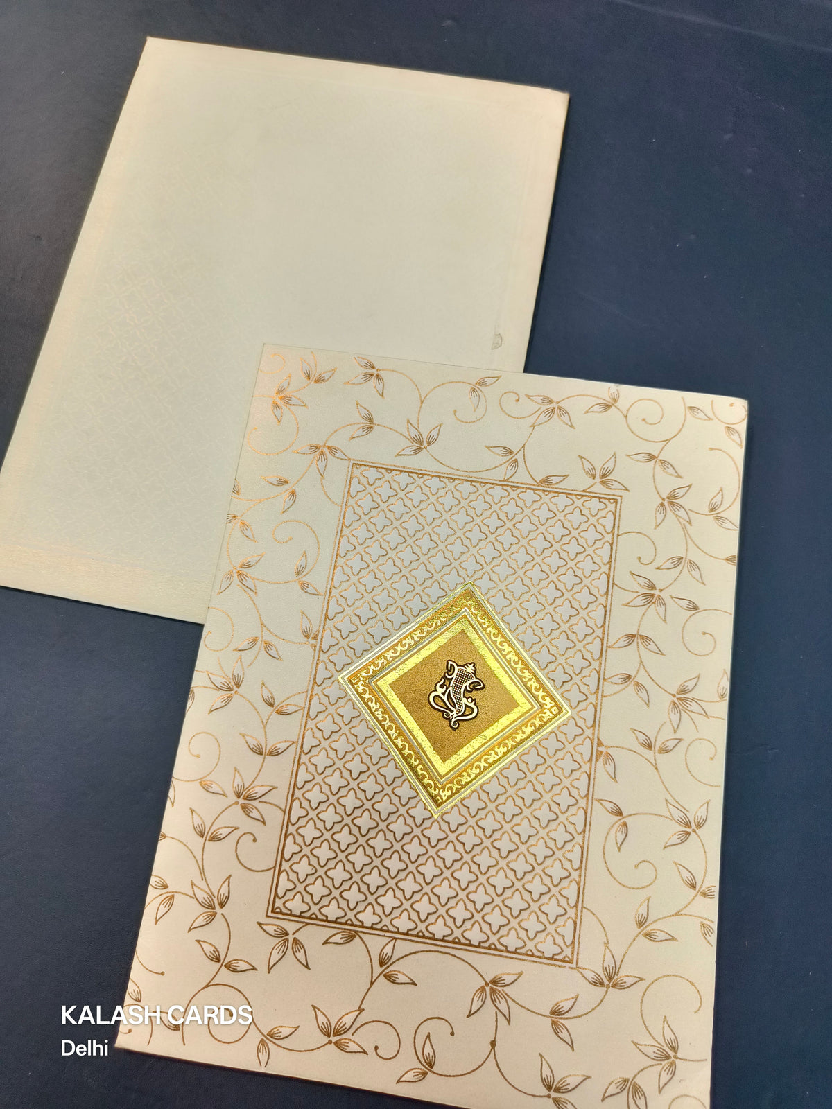 KL0258 Traditional Design Embossed Paper Wedding Card with 2 Inserts and Envelope-Kalash Cards