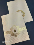 KL0260 Traditional Design Embossed Paper Wedding Card (2 Page)-Kalash Cards
