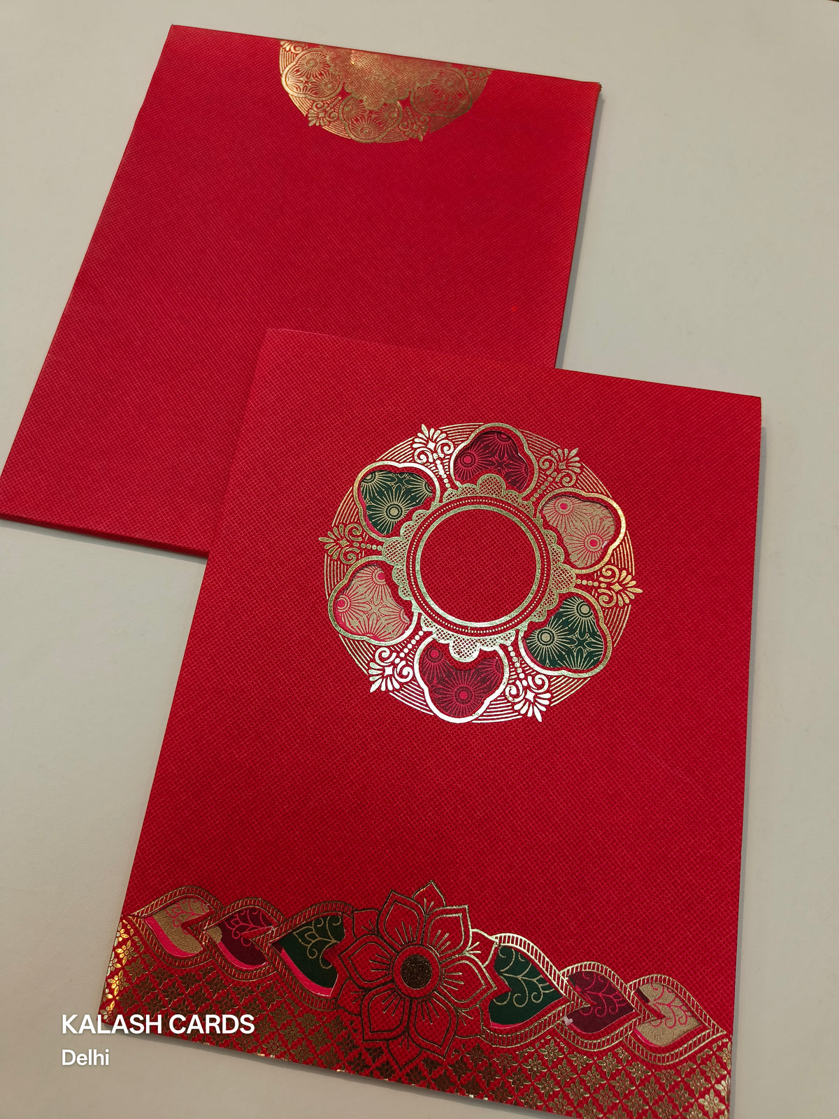KL0269 Traditional Design Laser Cut Semi Box Wedding Card (2 Page)-Kalash Cards