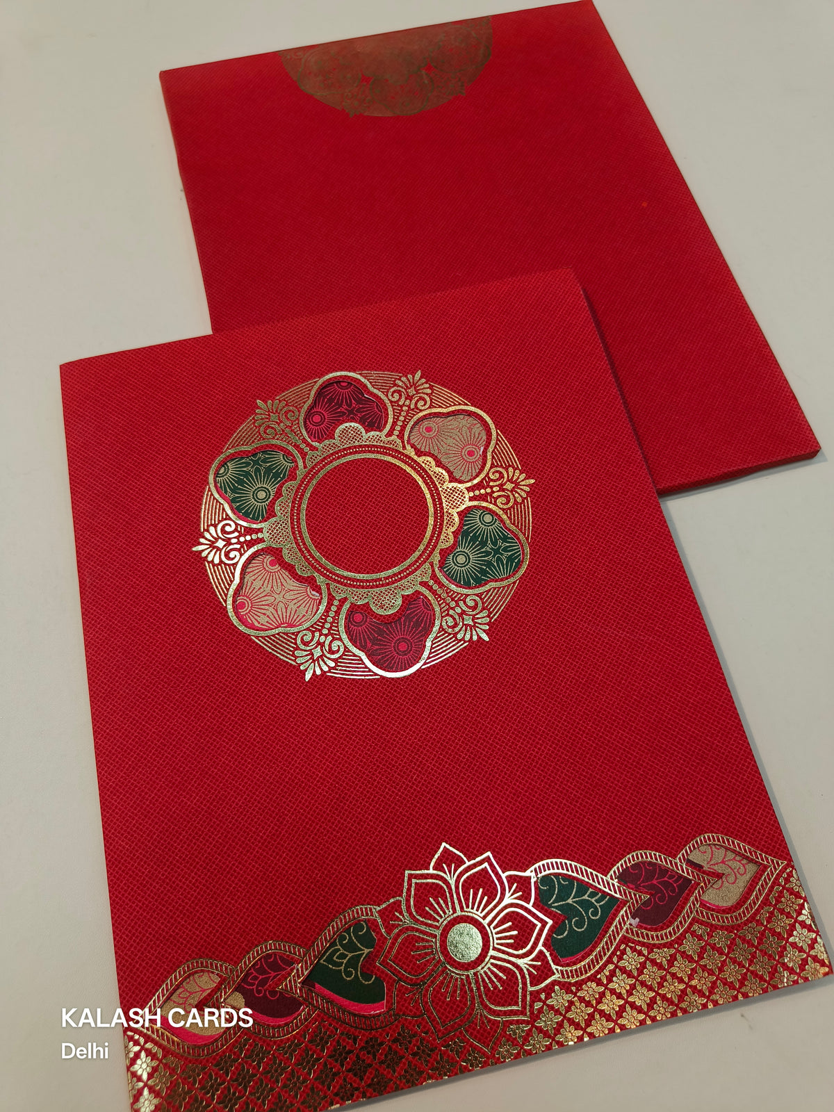 KL0269 Traditional Design Laser Cut Semi Box Wedding Card (2 Page)-Kalash Cards