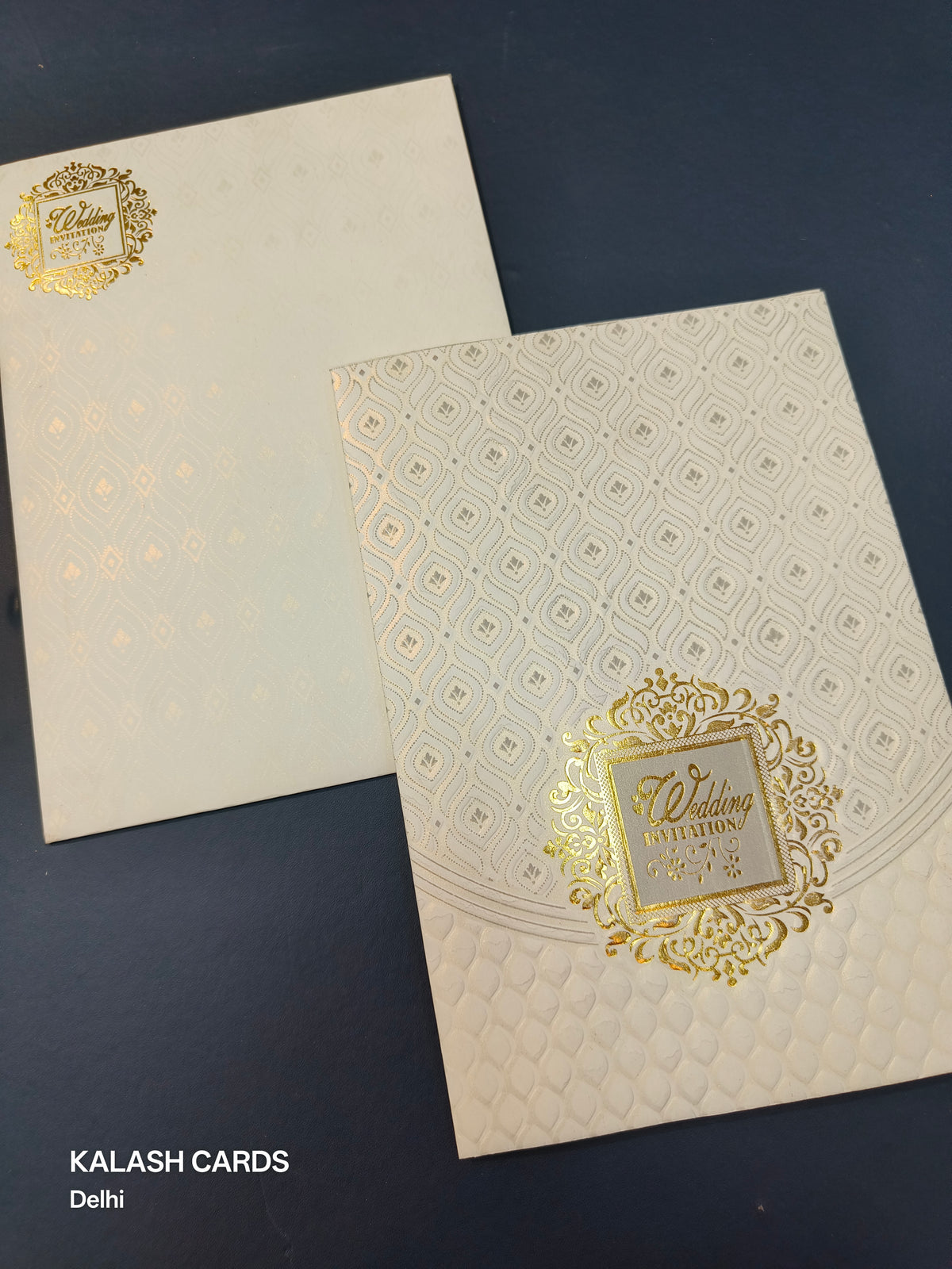 KL0274 Embossed Design Paper Wedding Card with (2 Page)-Kalash Cards