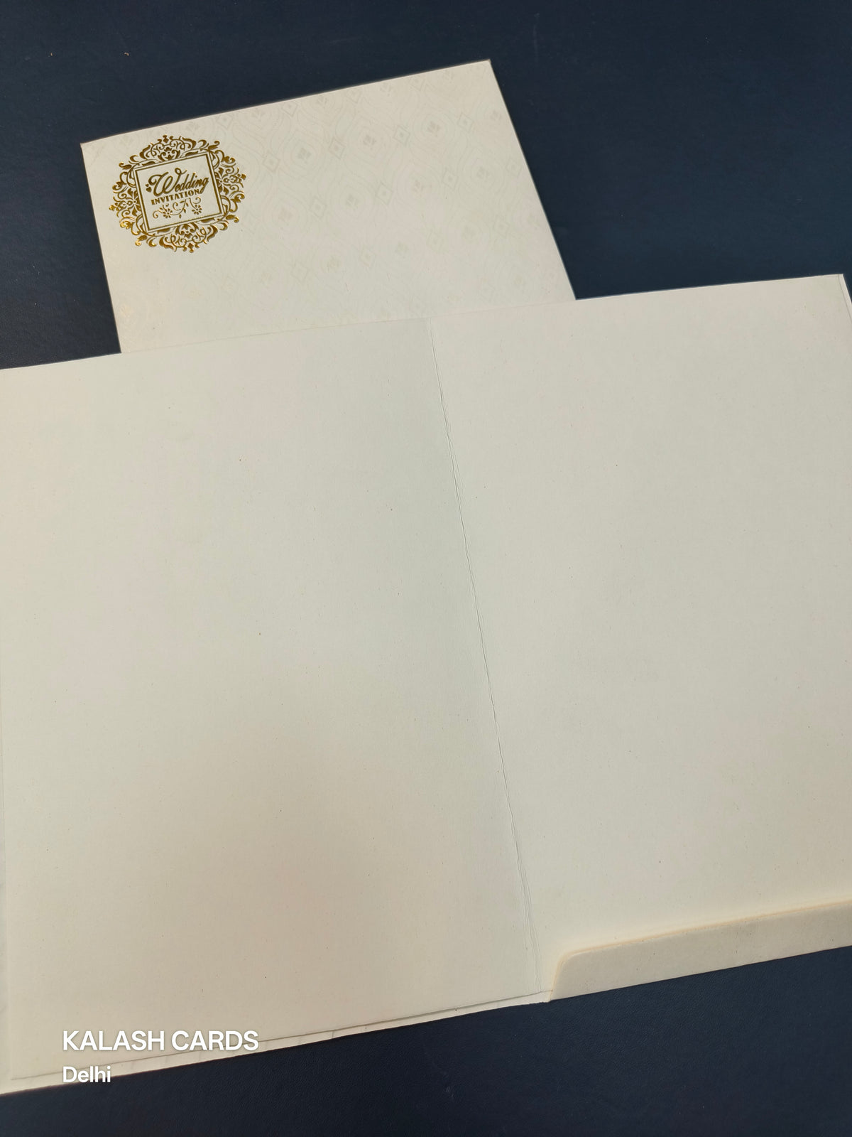 KL0274 Embossed Design Paper Wedding Card with (2 Page)-Kalash Cards