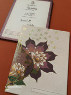 KL0277 Semi Box Floral Paper Wedding Card (2 Page)-Kalash Cards