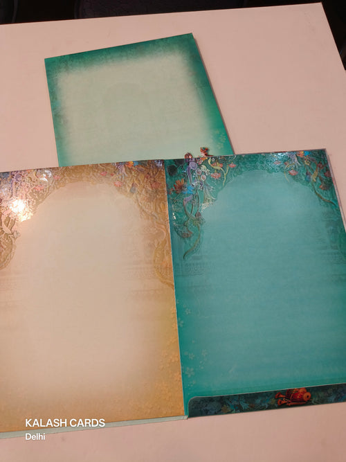 KL0640 Raja Rani Design Semi Box Paper Wedding Card (2 Page)-Kalash Cards