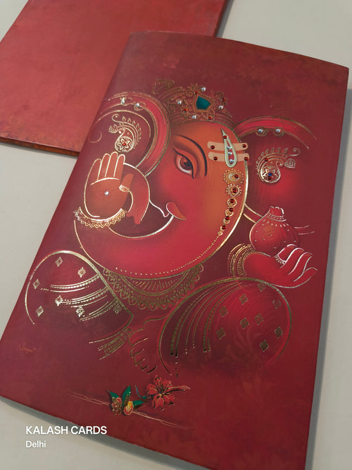 KL0712 Semi Box Paper Wedding Card with 2 Inserts and Envelope-Kalash Cards