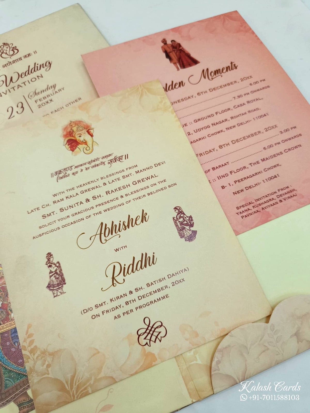 KL0831 Dulha Dulhan Design Thick Wedding Card (2 Page)-Kalash Cards