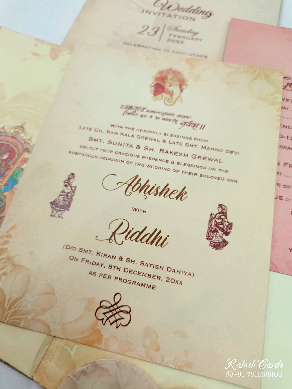 KL0831 Dulha Dulhan Design Thick Wedding Card (2 Page)-Kalash Cards