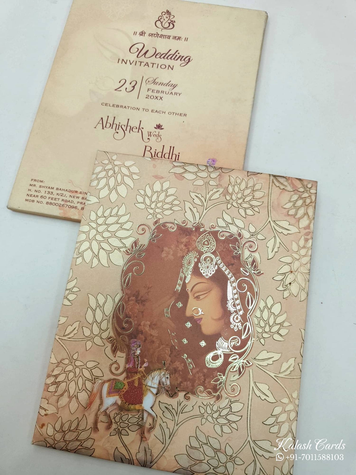 KL0831 Dulha Dulhan Design Thick Wedding Card (2 Page)-Kalash Cards