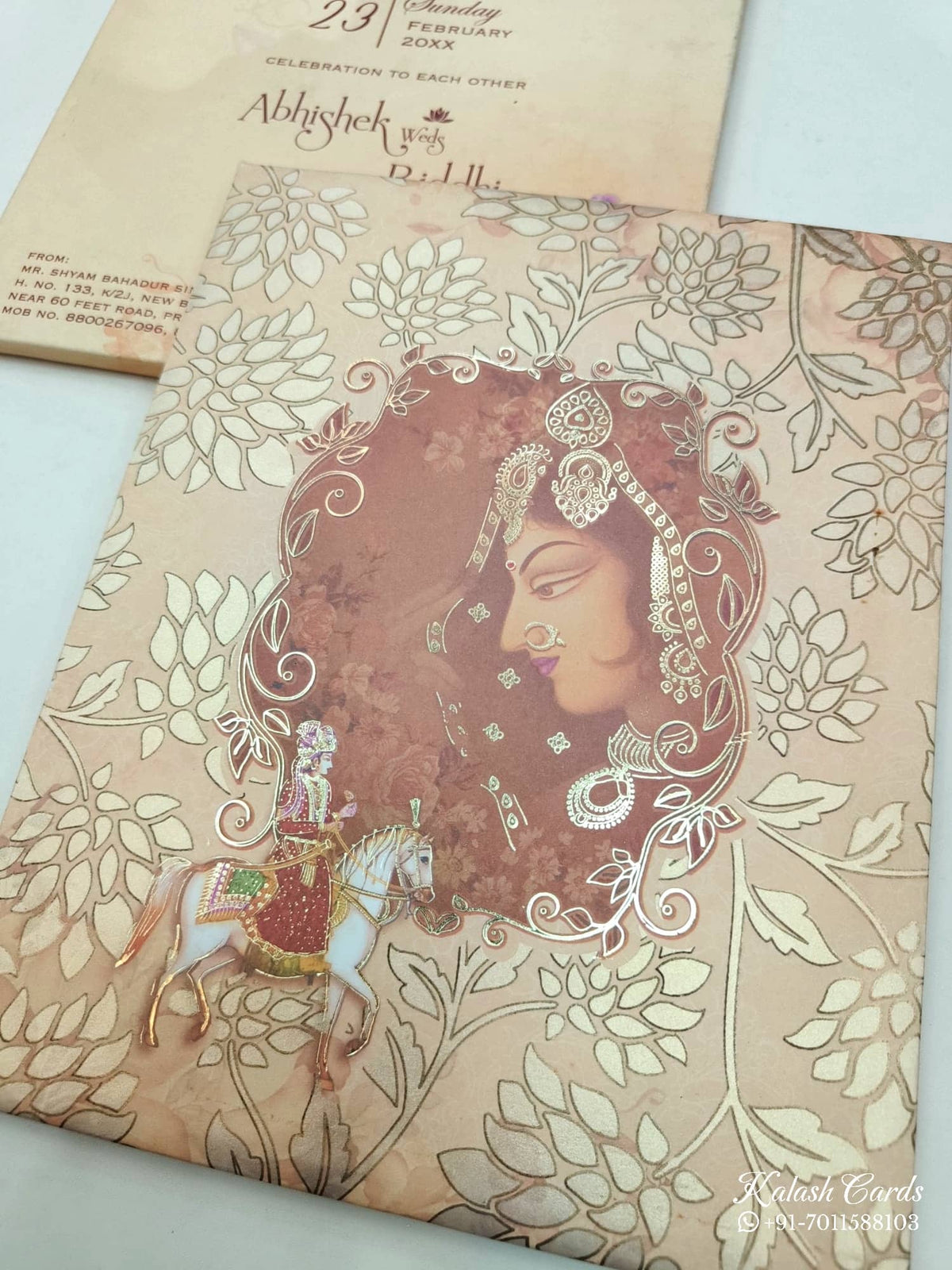 KL0831 Dulha Dulhan Design Thick Wedding Card (2 Page)-Kalash Cards