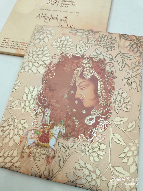 KL0831 Dulha Dulhan Design Thick Wedding Card (2 Page)-Kalash Cards
