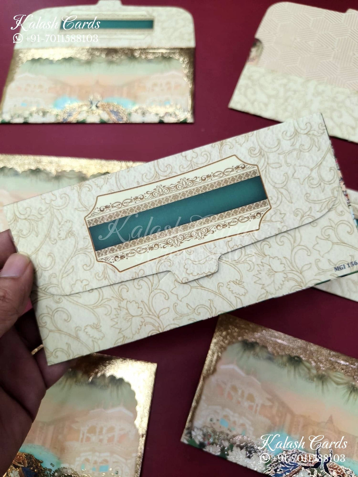 KL102E Premium 3D Gold Foil Designer Shagun Money Envelopes-Kalash Cards