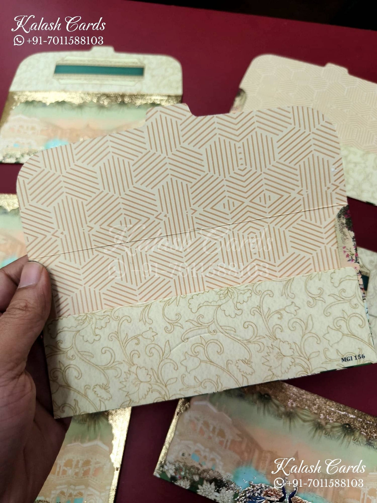 KL102E Premium 3D Gold Foil Designer Shagun Money Envelopes-Kalash Cards