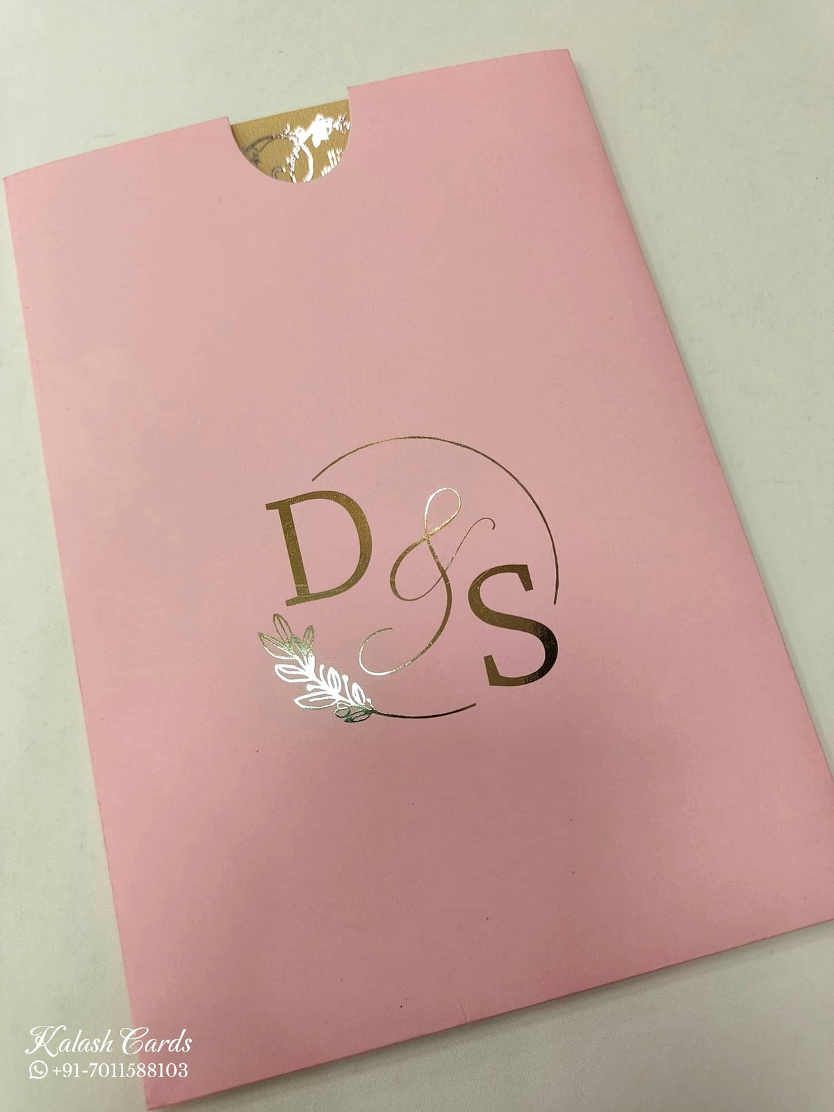 KL1052-3 Floral Theme Gold Leaf Premium Wedding Card (2 Page)-Kalash Cards