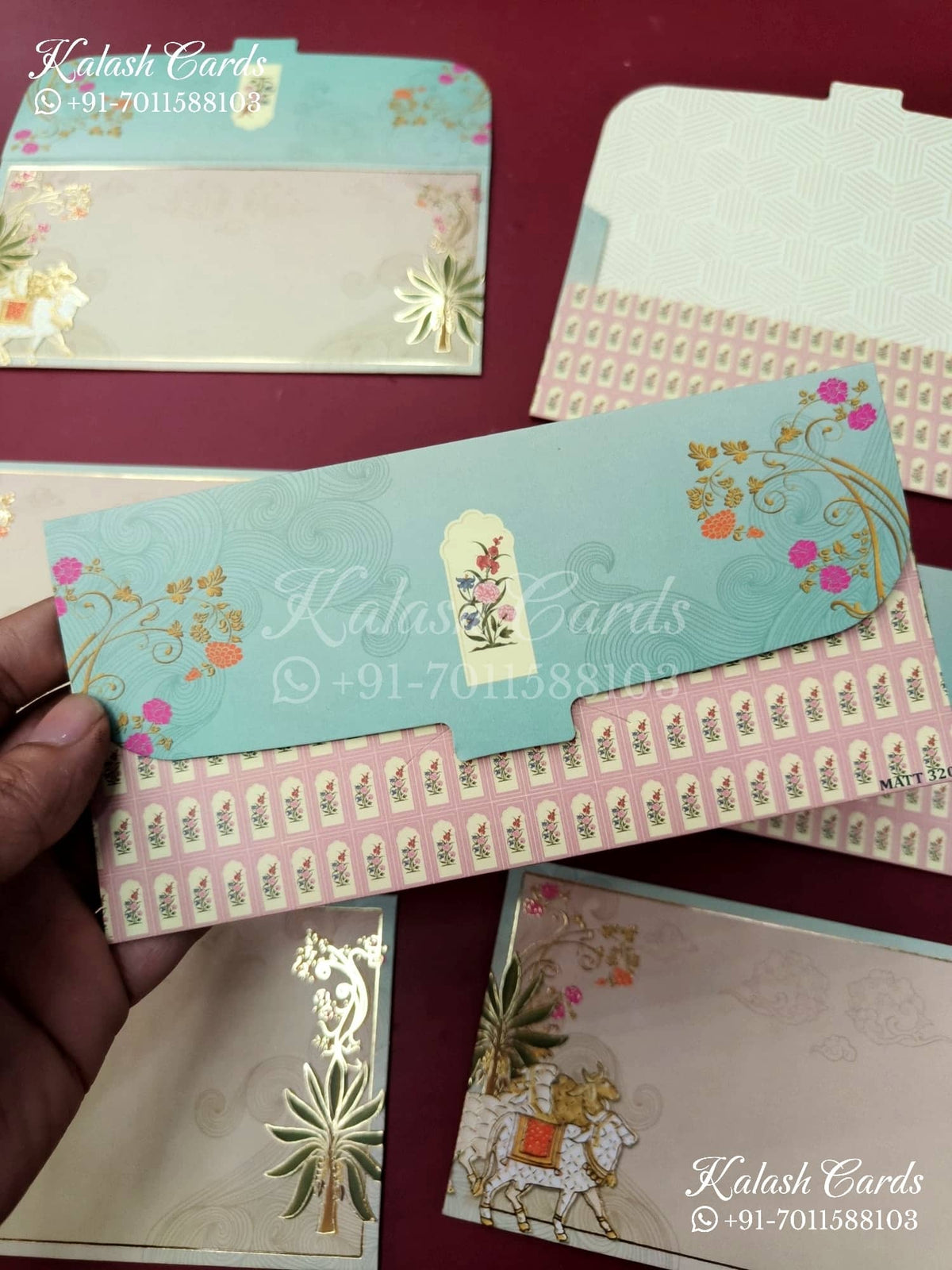 KL121E Designer Shagun Money Envelopes-Kalash Cards