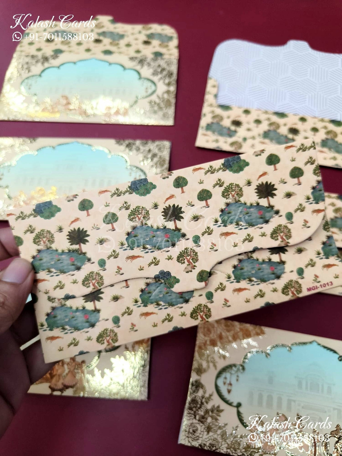 KL134E Premium 3D Gold Foil Designer Shagun Money Envelopes-Kalash Cards